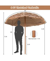 Skonyon 8 Feet Patio Thatched Tiki Umbrella Hawaiian Hula Beach Umbrella