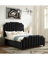 Inspired Home Aizen Velvet Platform Bed Queen