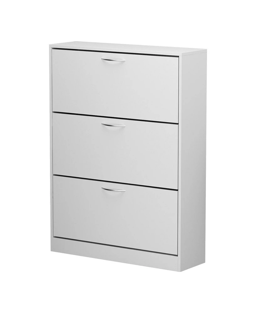 Famapy White Wooden Shoe Storage Cabinet,Simple and Fashion with 3-Drawers