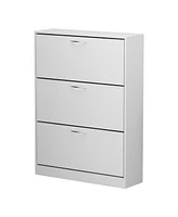 Famapy White Wooden Shoe Storage Cabinet,Simple and Fashion with 3-Drawers