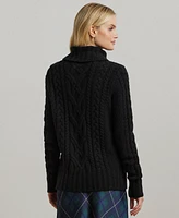 Lauren Ralph Women's Aran-Knit Wool-Blend Turtleneck Sweater