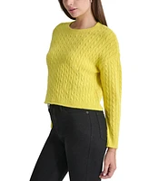 Dkny Jeans Petite Crewneck Cable-Knit Sweater