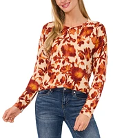 CeCe Women's Crewneck Long-Sleeve Printed Sweater