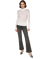 Karl Lagerfeld Paris Women's Embellished-Shoulder Mock Neck Sweater