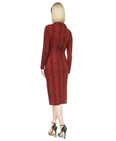 Michael Kors Women's Collared Button-Up Long Sleeve Midi Dress