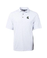 Cutter & Buck Men's White Michigan State Spartans Virtue Eco Pique Tile Print Polo