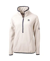 Cutter & Buck Women's White New York Yankees Cascade Eco Sherpa Fleece Quarter-Zip Pullover Jacket