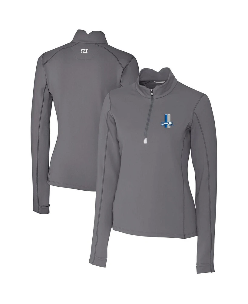 Cutter & Buck Women's Steel Detroit Lions Throwback Logo Traverse Stretch Quarter-Zip Pullover Top