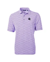 Cutter & Buck Men's Purple Minnesota Vikings Helmet Virtue Eco Pique Botanical Print Polo