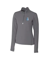 Cutter & Buck Women's Steel Detroit Lions Throwback Logo Traverse Stretch Quarter-Zip Pullover Top