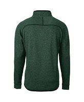 Cutter & Buck Men's Heather Green Michigan State Spartans Mainsail Sweater-Knit Half-Zip Pullover Jacket