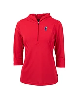 Cutter & Buck Women's Red Kansas Jayhawks Vault Virtue Eco Pique Half-Zip Pullover Hoodie