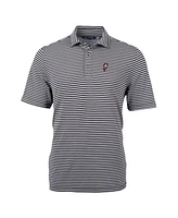 Cutter & Buck Men's Ohio State Buckeyes Throwback Logo Virtue Eco Pique Stripe Polo