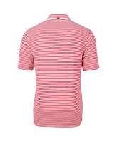 Cutter & Buck Men's Red Fresno State Bulldogs Throwback Logo Virtue Eco Pique Stripe Polo