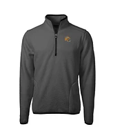 Cutter & Buck Men's Gray/Black Green Bay Packers Helmet Cascade Eco Sherpa Fleece Quarter-Zip Pullover Jacket