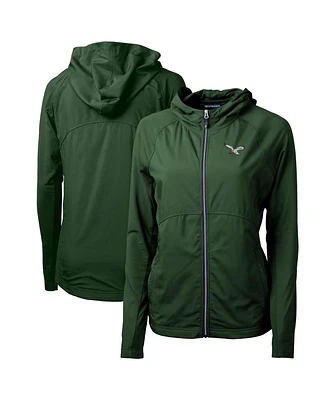 Cutter & Buck Women's Hunter Green Philadelphia Eagles Gridiron Classics Logo Adapt Eco Knit Hybrid Full-Zip Hoodie