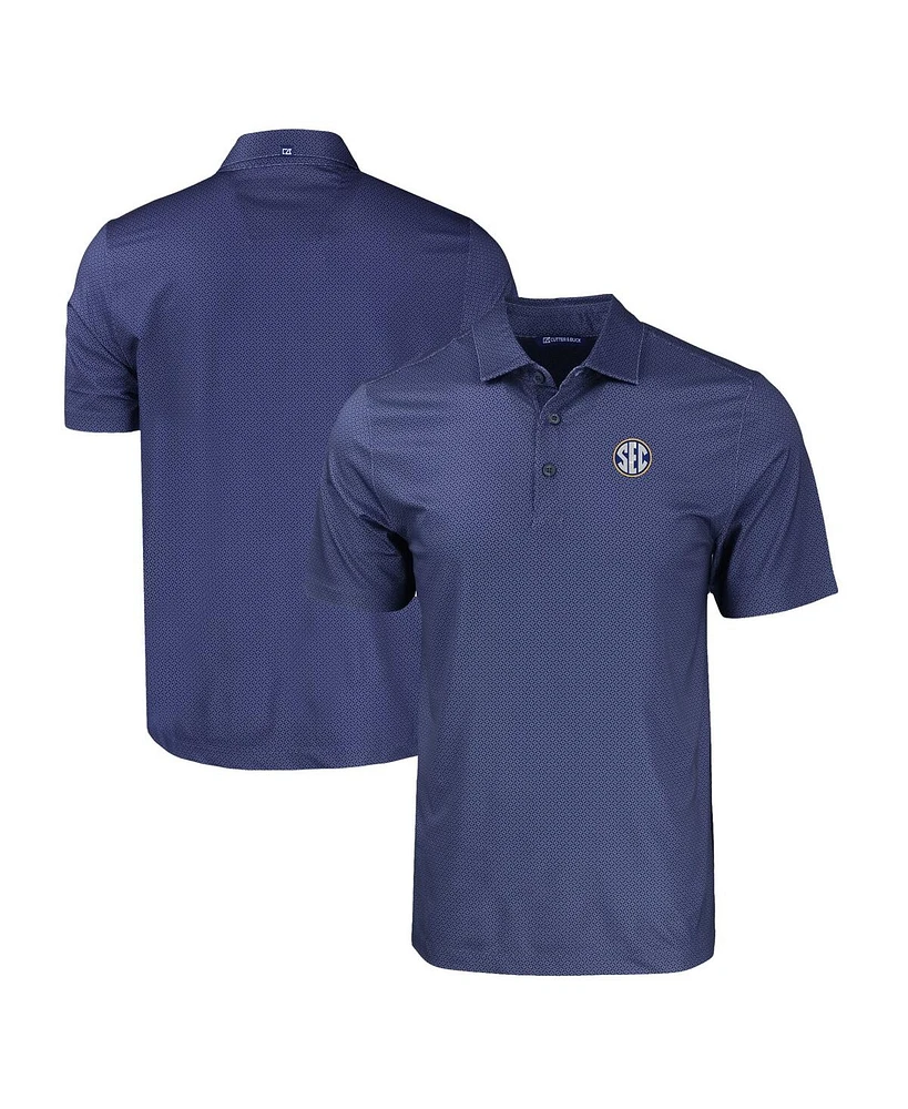 Cutter & Buck Men's Navy Sec Gear Pike Eco Tonal Geo Print Stretch Polo