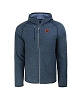 Cutter & Buck Men's Heather Navy Chicago Bears Throwback Mainsail Sweater-Knit Full-Zip Hoodie