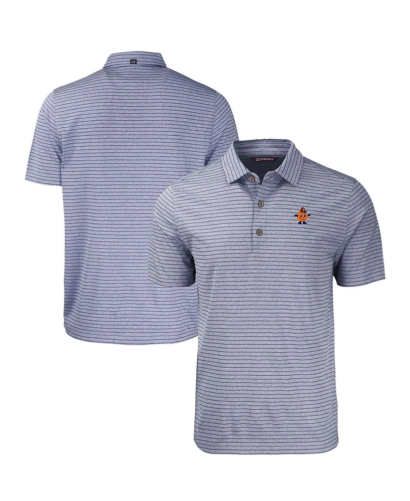 Cutter & Buck Men's Heather Navy Syracuse Orange Vault Forge Eco Heathered Stripe Stretch Polo