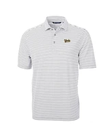 Cutter & Buck Men's Gray/White Vanderbilt Commodores Vault DryTec Virtue Eco Pique Stripe Polo