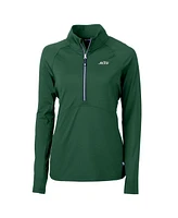 Cutter & Buck Women's Hunter Green New York Jets Primary Logo DryTec Adapt Eco Knit Stretch Raglan Half-Zip Top