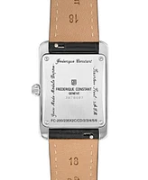 Frederique Constant Women's Swiss Carree Small Seconds Diamond (1-1/5 ct. t.w.) Black Leather Strap Watch 25mm