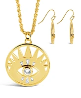 Sterling Forever Cubic Zirconia Evil Eye Dangle Earring Necklace Set