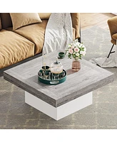 Tribesigns Coffee Table Square Led Coffee Table Engineered Wood Low Coffee Table for Living Room