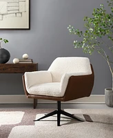 Abbyson Living Ace 32" Wood Two-Toned Swivel Accent Chair