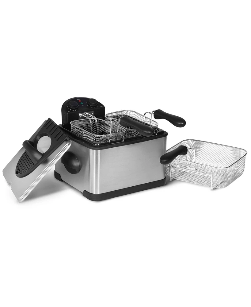 MegaChef 4.23 Quart Stainless Steel Electric Deep Fryer with Timer