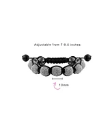 Bling Jewelry White Clear Pave Crystal Shamballa Inspired Bracelet For Women Hematite Ball Black Cord String Adjustable