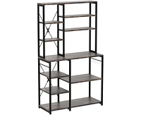 Tribesigns Kitchen Baker's Rack, 6-Tier Kitchen Utility Storage Shelf Table with 10 S-Shaped Hooks and Metal Frame, Workstation Organizer Shelf