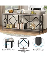 Tribesigns 71 Inch Extra Long Sofa Table, Narrow Console Tables Behind Couch Table with Open Storage Shelf