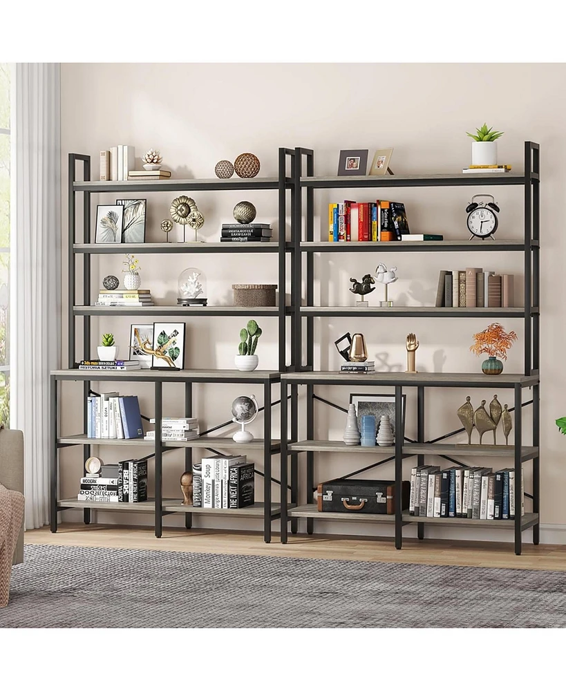 Tribesigns Set of 2 Industrial 6-Tier Bookshelves, with X-Shaped Frame, Storage for Living Room, Bedroom, and Office