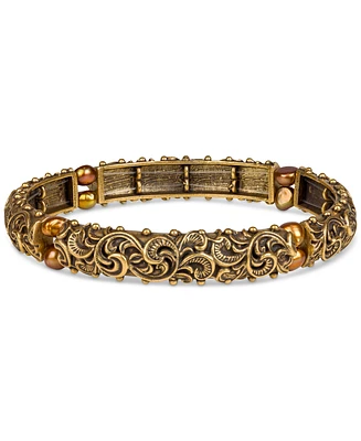 Patricia Nash Gold-Tone Ornate Carved Stretch Bracelet