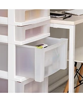 Iris 6-Drawer Storage Cart with Organizer Top, White/Pearl