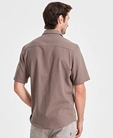 Alfani Men's Short-Sleeve Solid Textured Shirt, Created for Macy's