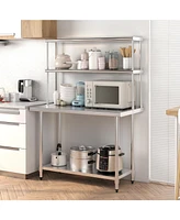 48 x 12 Inch Kitchen Stainless Steel Over shelf with Adjustable Lower Shelf