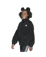 adidas Big Girls Mock Neck Furry Lurex Sherpa Pullover Jacket