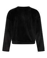 adidas Big Girls Long Sleeve Rib Velour Crewneck Pullover Sweatshirt