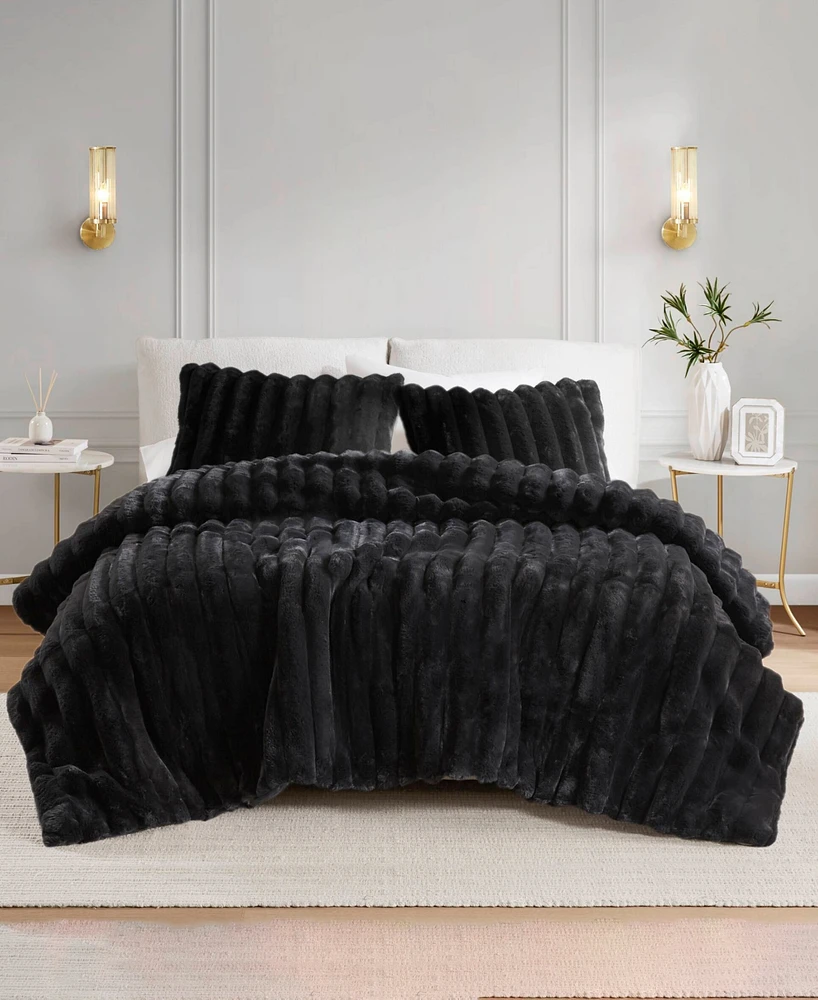 Madison Park Jasmine Faux Fur Reverse to Velvet 3-Pc. Comforter Set