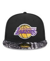 New Era Men's Black Los Angeles Lakers Coral Reef Visor 59FIFTY Fitted Hat