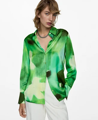 Mango Women's Satin Print Shirt