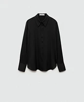 Mango Women's Satin Finish Flowy Shirt