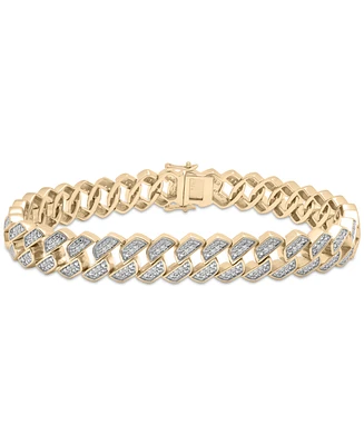 Men's Diamond Curb Link Bracelet (1 ct. t.w.) Sterling Silver