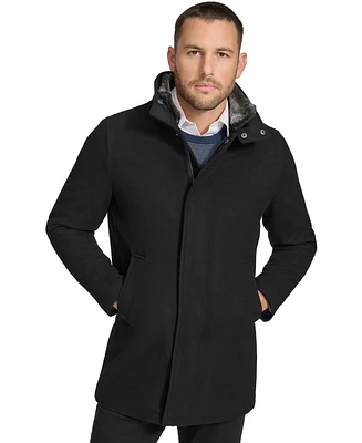 Calvin Klein Men's Urban Walker Coat with Detachable Faux Rabbit Fur at Interior Collar