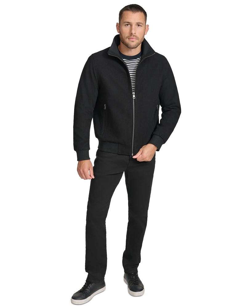 Calvin Klein Men's Wool Bomber Jacket With Knit Trim