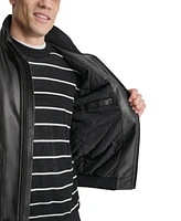 Dkny Men's Smooth Faux-Leather Bomber Jacket