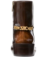 Michael Kors Women's Carlisle Chain-Detail Brown Ankle Booties