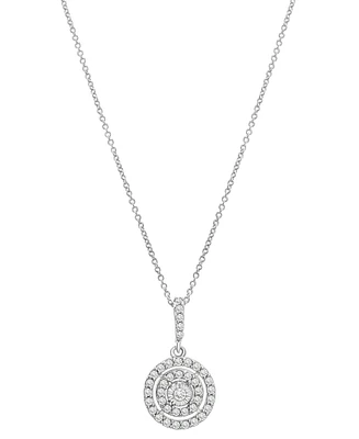 Diamond Double Halo 18" Pendant Necklace (1/4 ct. t.w.) in Sterling Silver, Created for Macy's